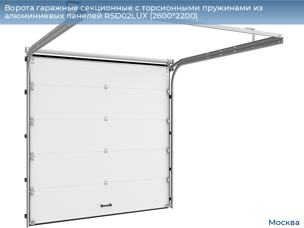 Ворота гаражные секционные с торсионными пружинами из алюминиевых панелей RSD02LUX (2600*2200), 